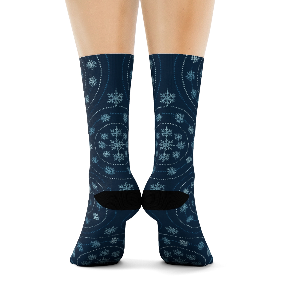 Snowflake Orbit Rings Xmas-themed Design personalized crew socks