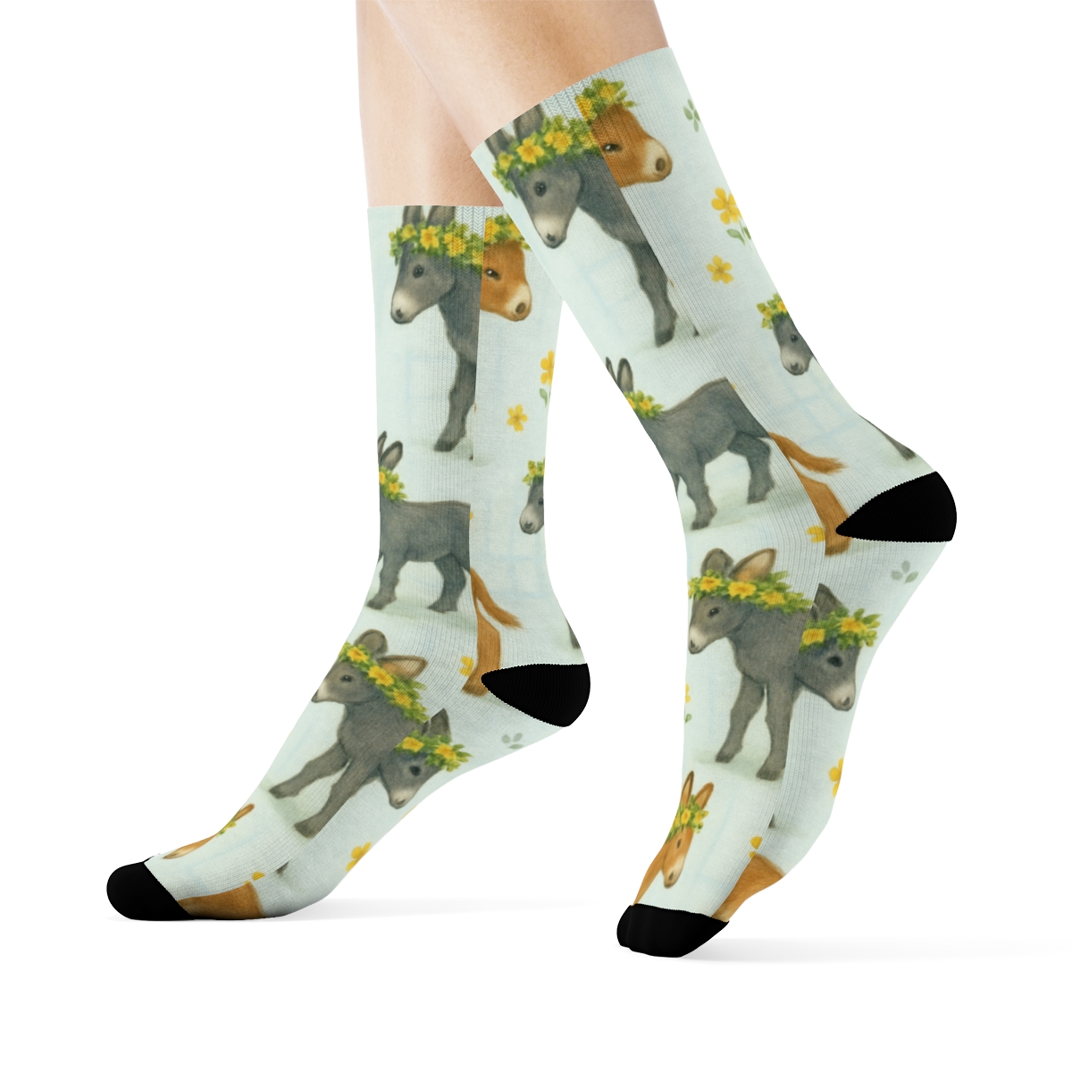 Flower Garland Donkey-Scatter Pasture custom crew socks