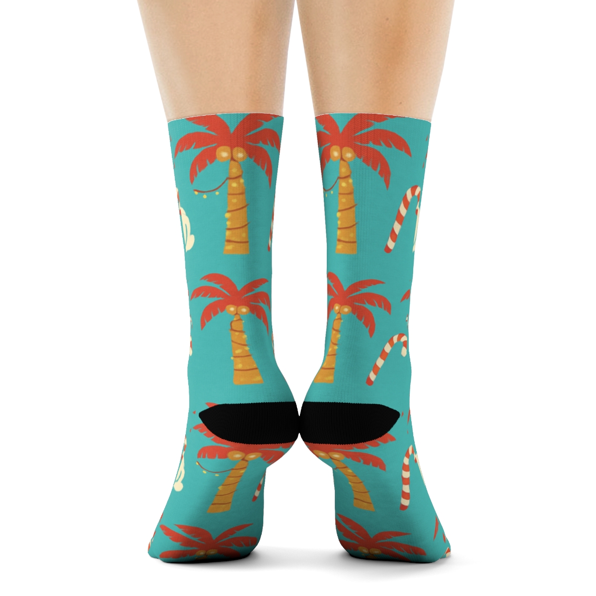 Santa Surfboard Holiday Band unique graphic crew socks