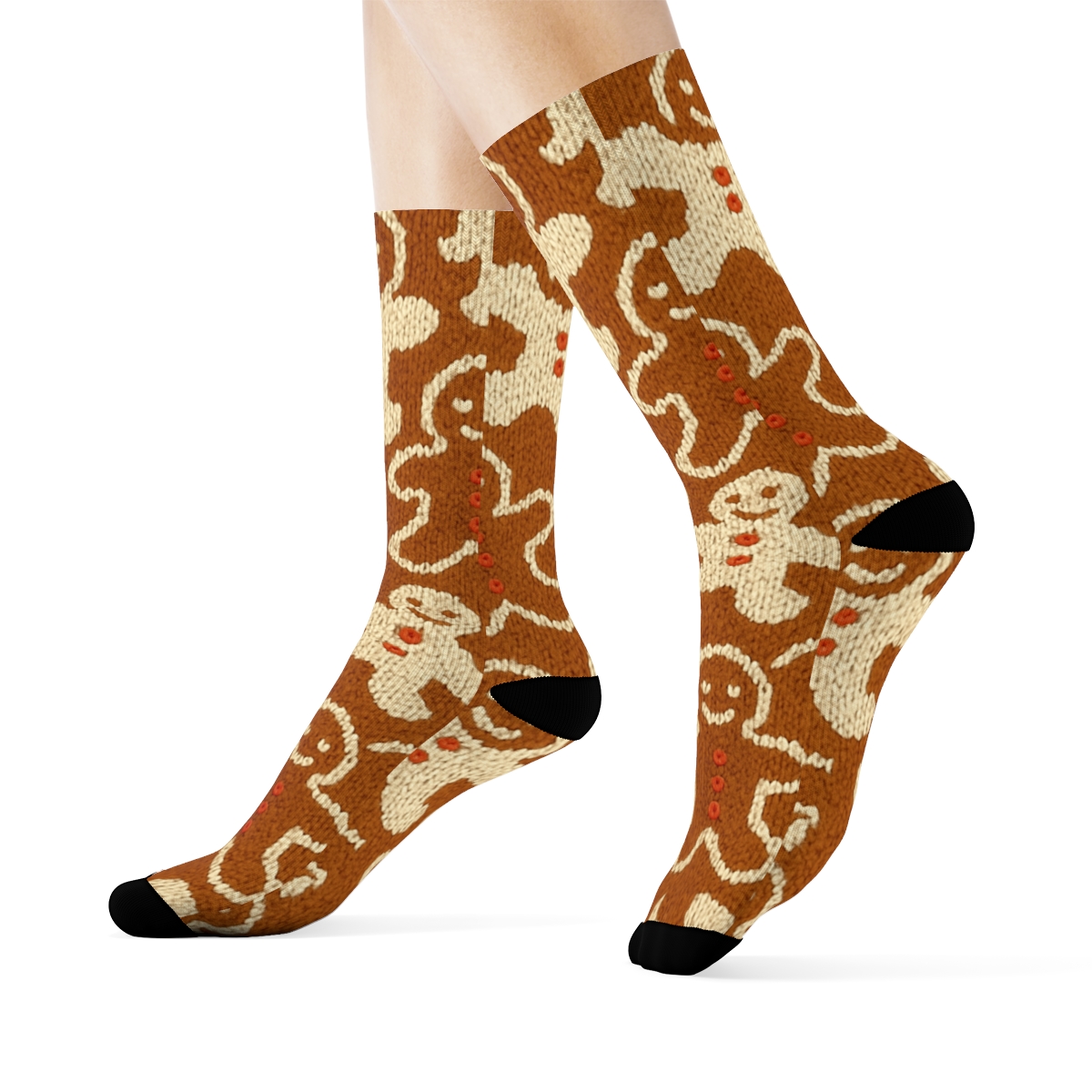 Gingerbread Men Tiled Pattern Christmas premium sports crew socks