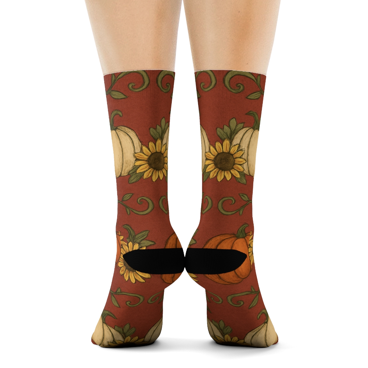 Pumpkin Patch Mirrored Band unique graphic crew socks