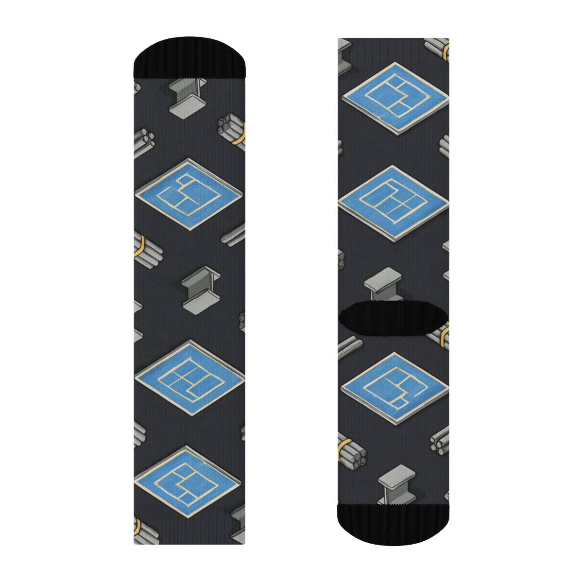 Blueprint Orbit Grid Civil Engineer Pattern trendy patterned crew socks