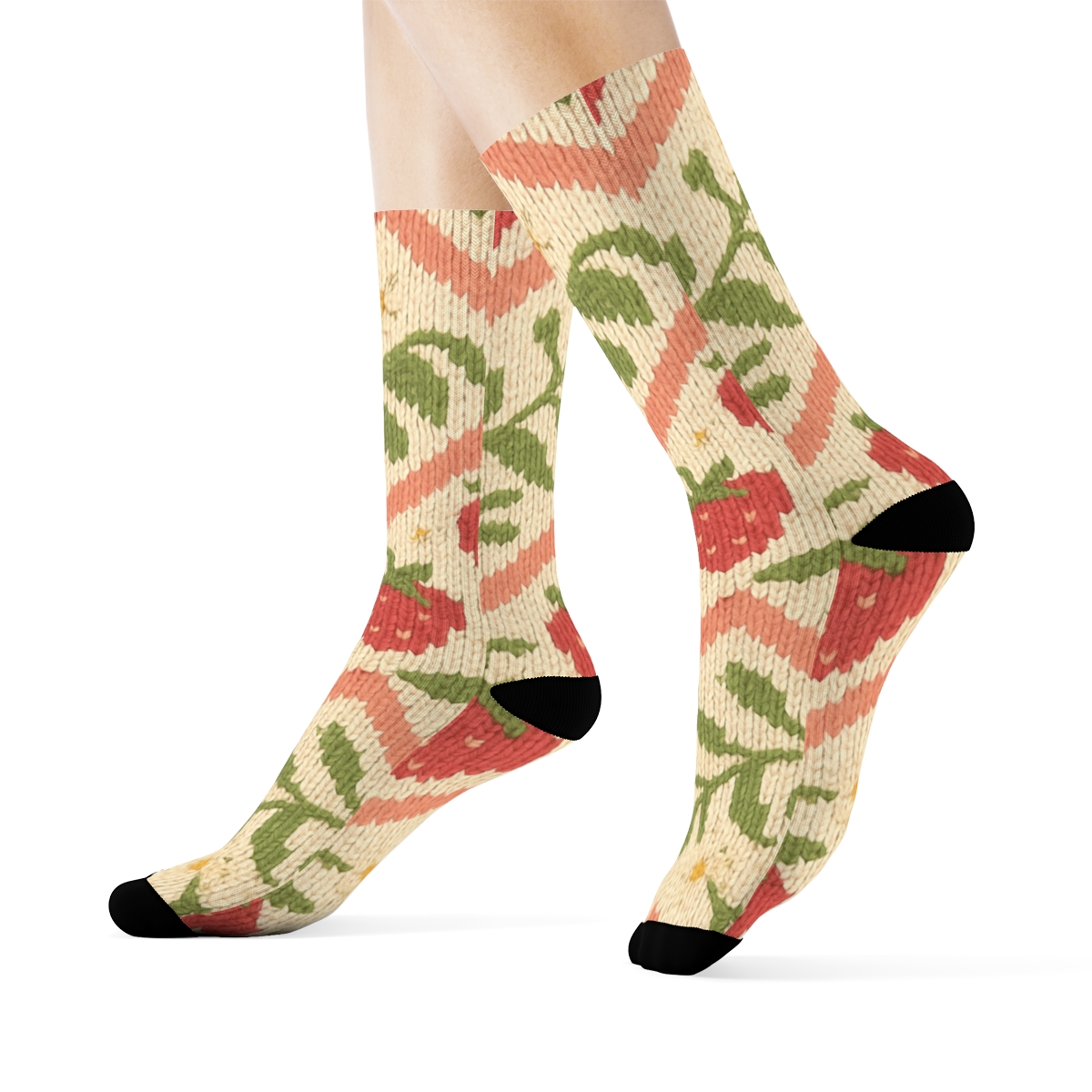 Soft Knit Strawberry Blossom Chevron personalized crew socks