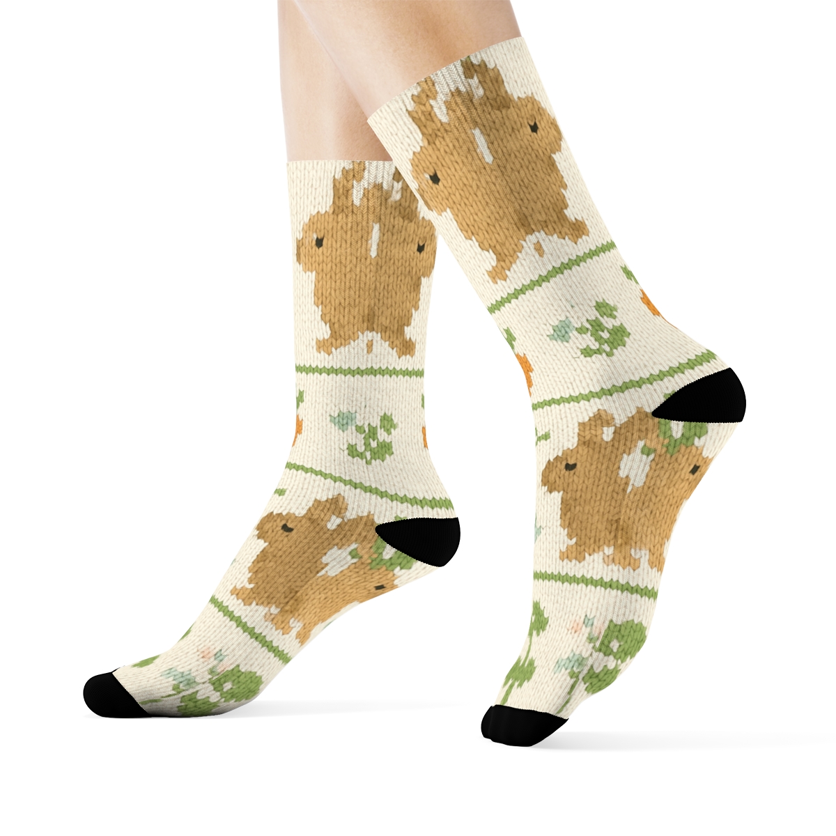 Meadow Weave Rabbit Motif Bands trendy patterned crew socks