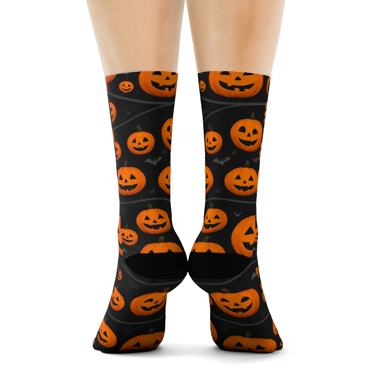 Jack O Lantern Wave On Black Background stylish athletic crew socks