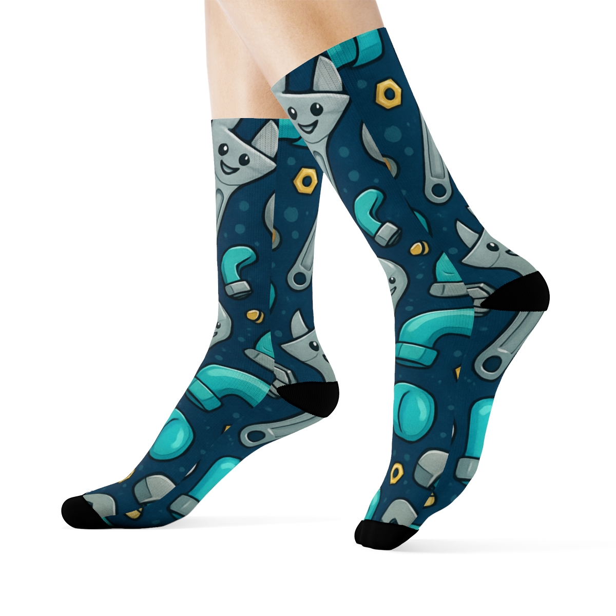 Pipework Party Pattern, Plumber Edition unique graphic crew socks