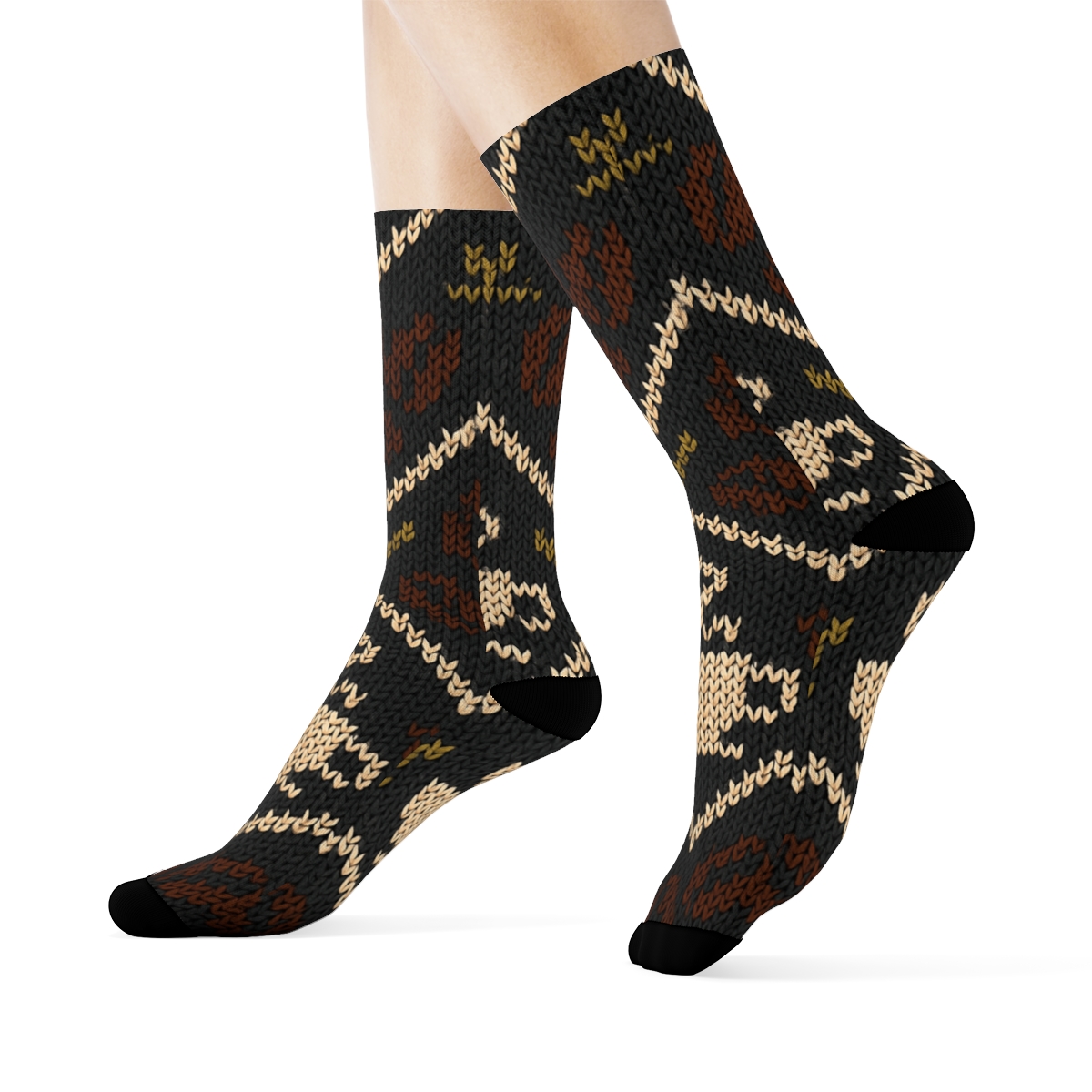 Barista Knitted Illusion Bean Chevron personalized crew socks