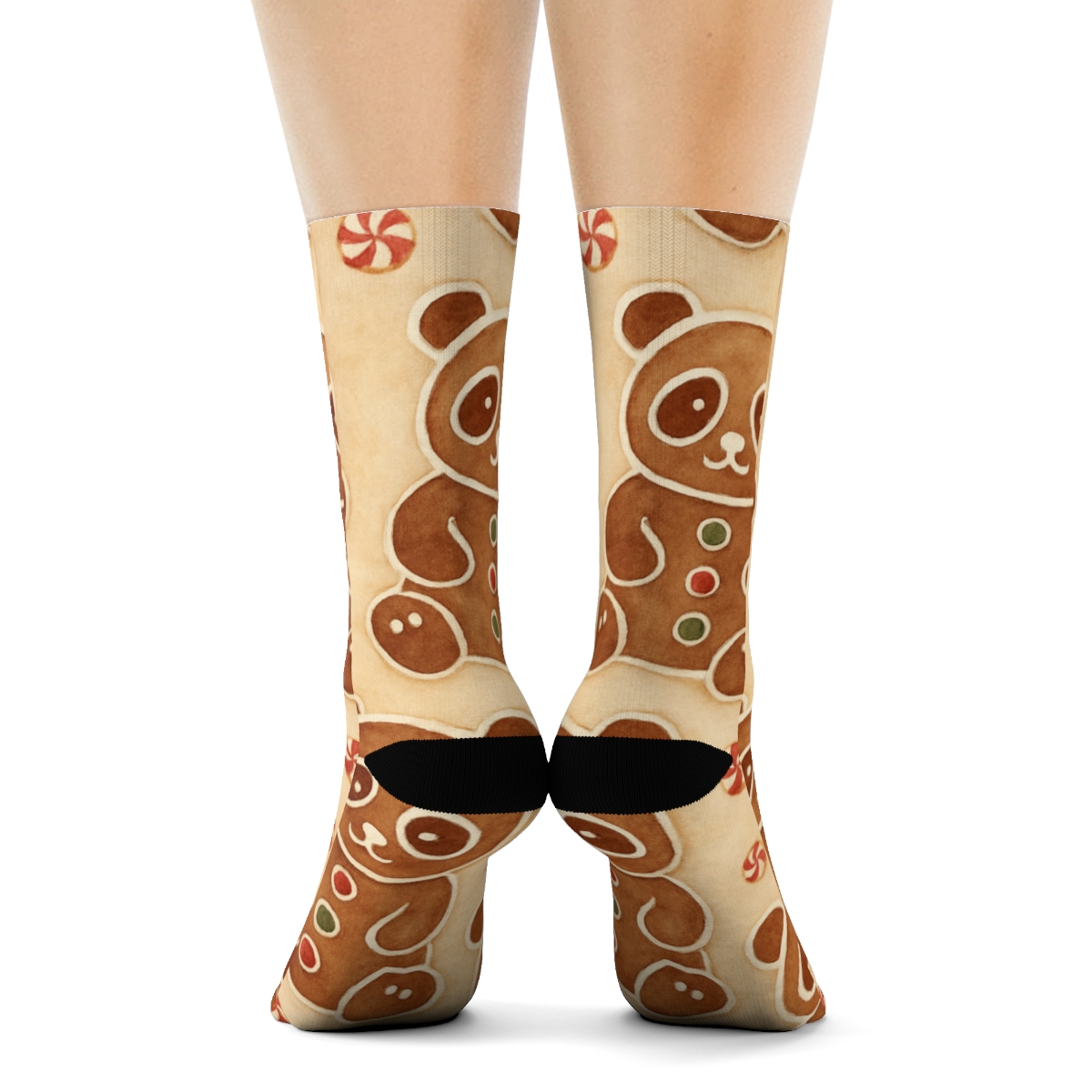 Gingerbread Panda Watercolor Scatter personalized crew socks
