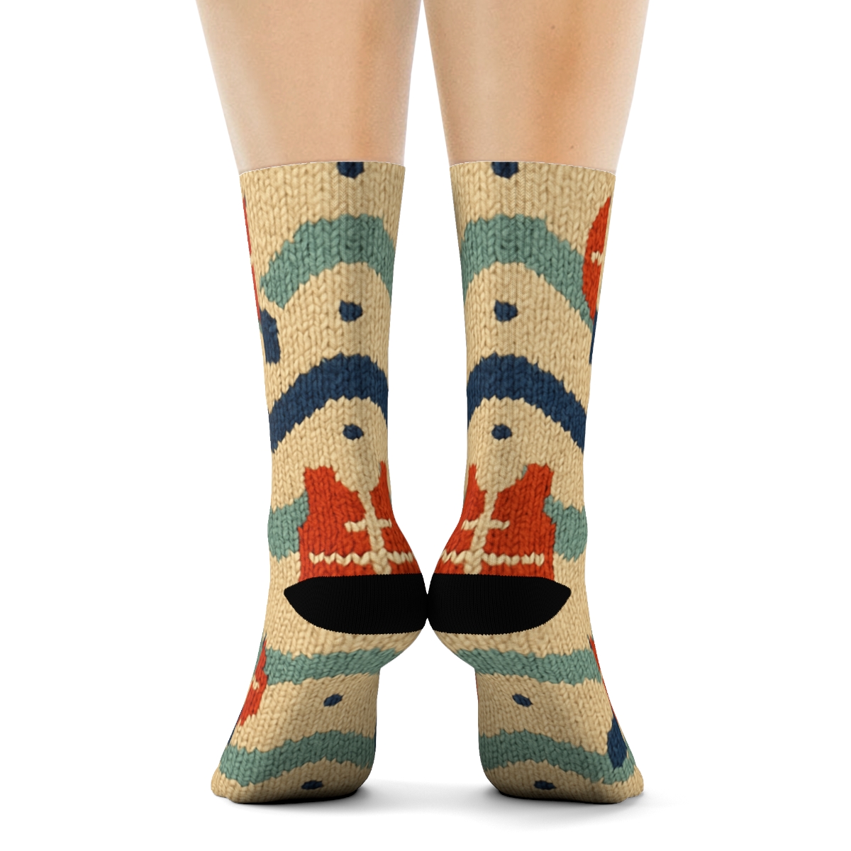 Knit Illusion Waves For Coast Guard Officer comfortable cotton crew socks