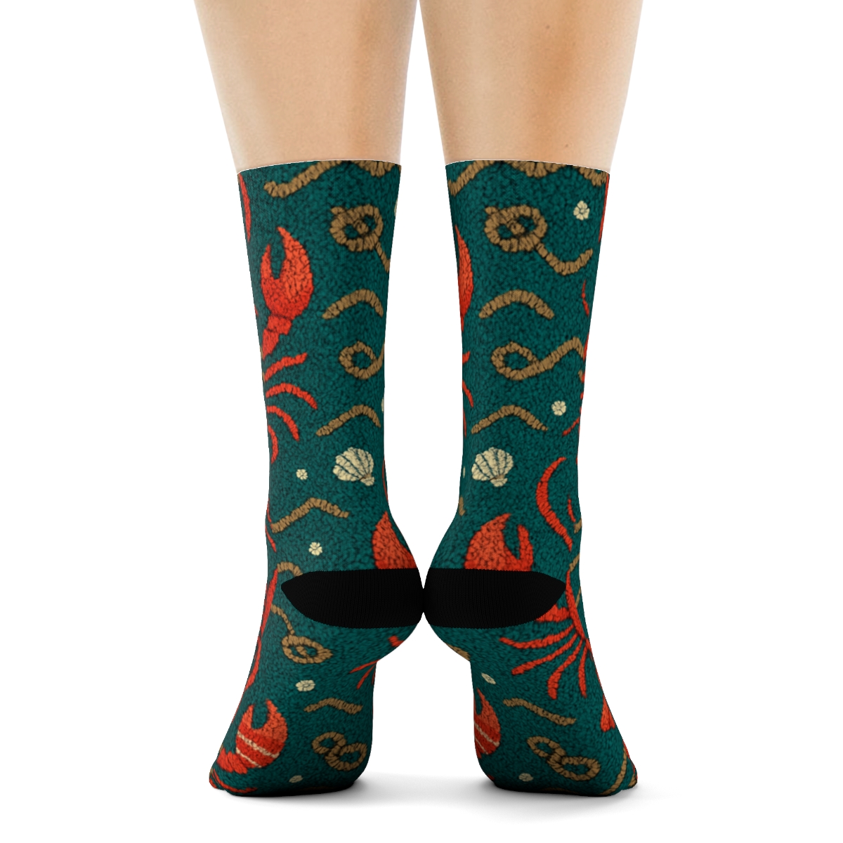 Nautical Knit Lobster Tides Pattern custom crew socks