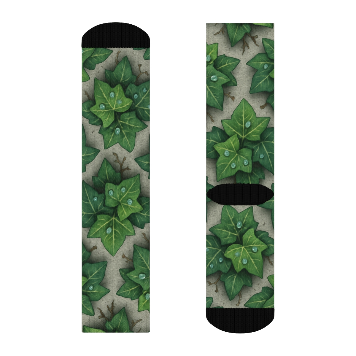 Dewdrop Ivy Orbit Tiles On Stone Gray personalized crew socks