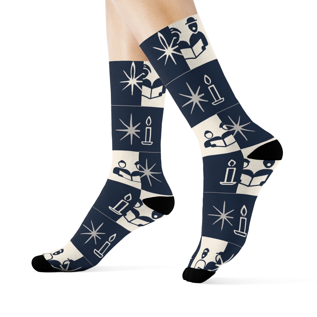 Midnight Star Carol Grid unique graphic crew socks