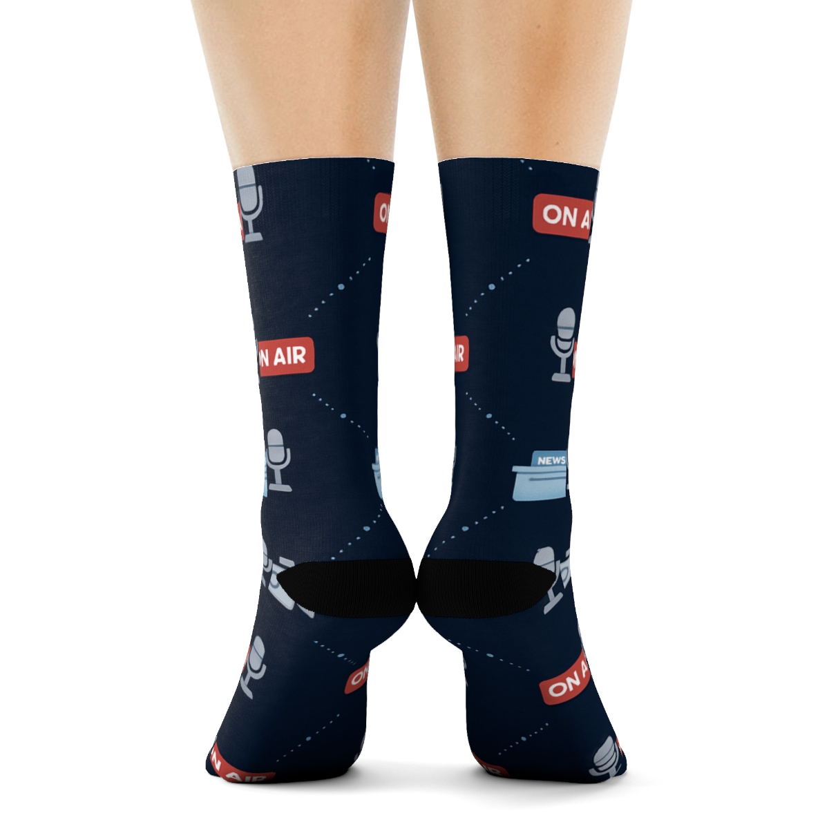 News Anchor Constellation Broadcast Grid designer printed crew socks