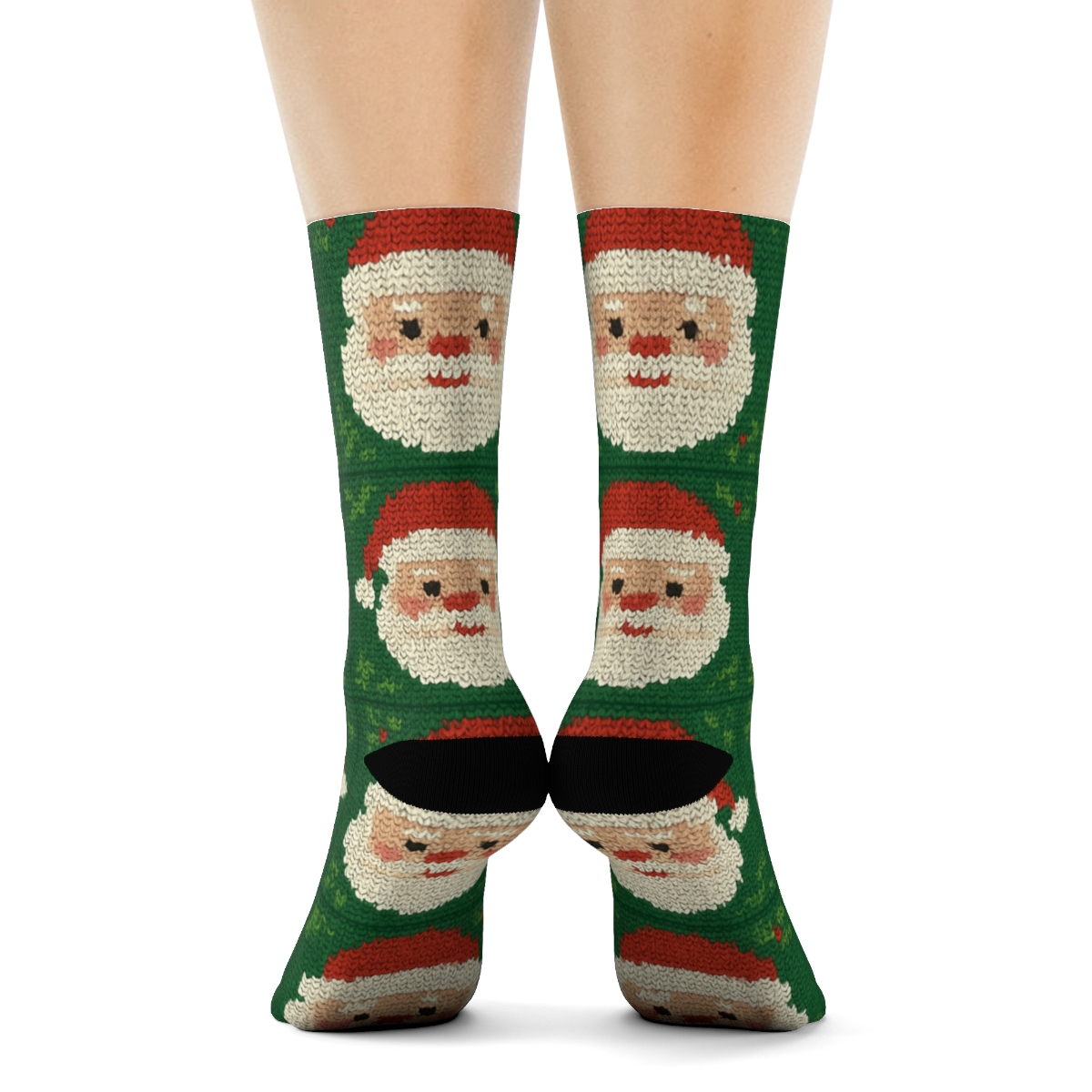 Scarlet Santa Tile Grid designer printed crew socks