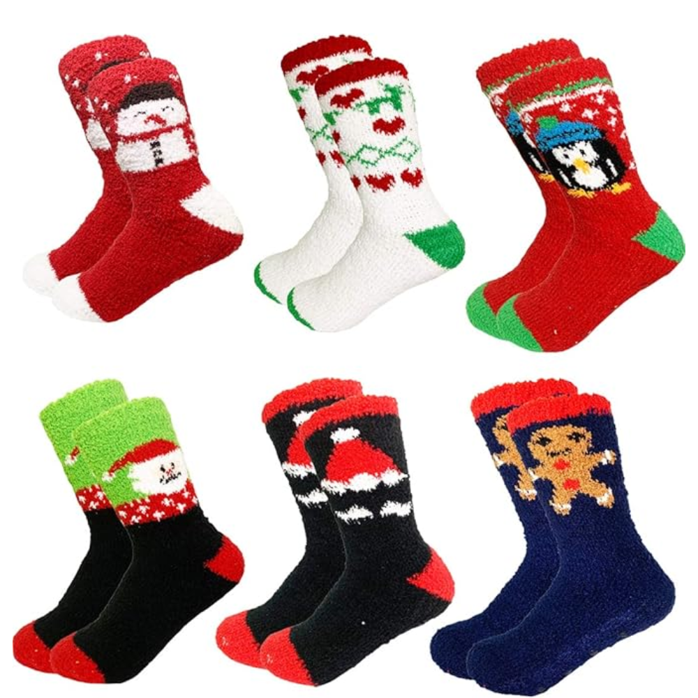Christmas Fuzzy Socks Holiday Theme Set