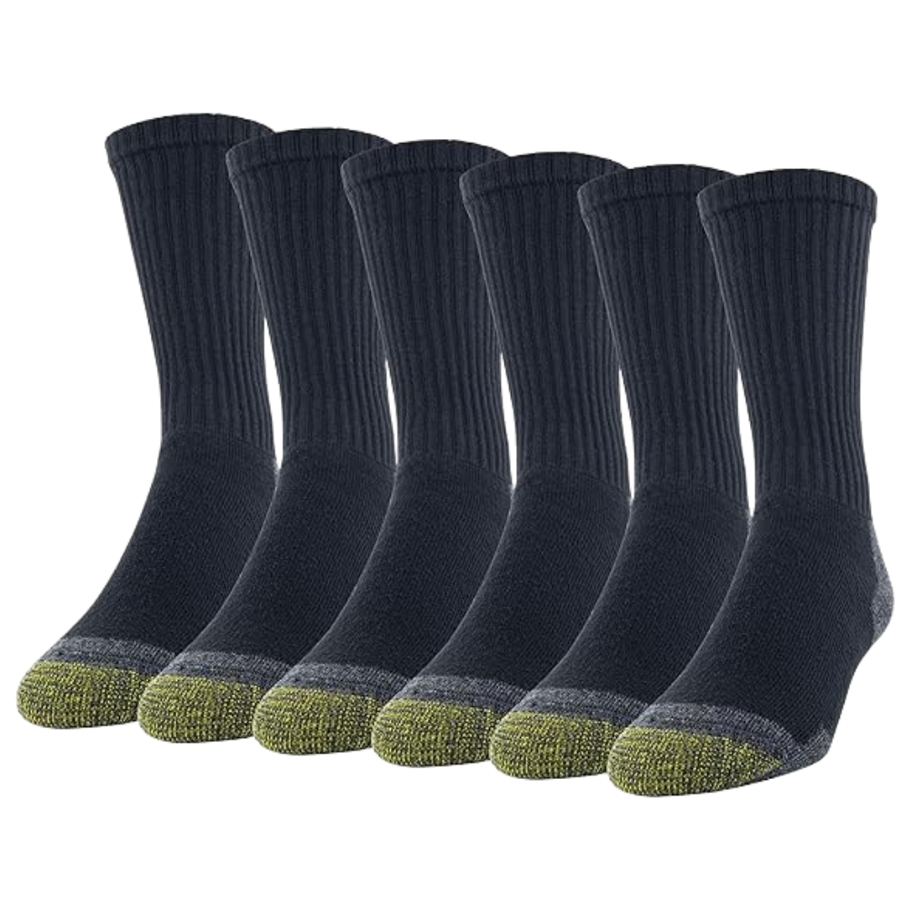 6 Pairs Men Cotton Crew Athletic Socks