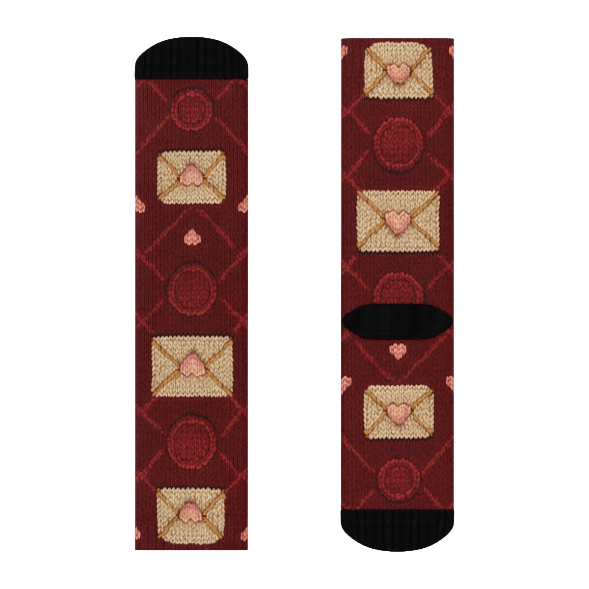 Knitted Illusion Valentine S Love Letter Envelope Lattice stylish athletic crew socks