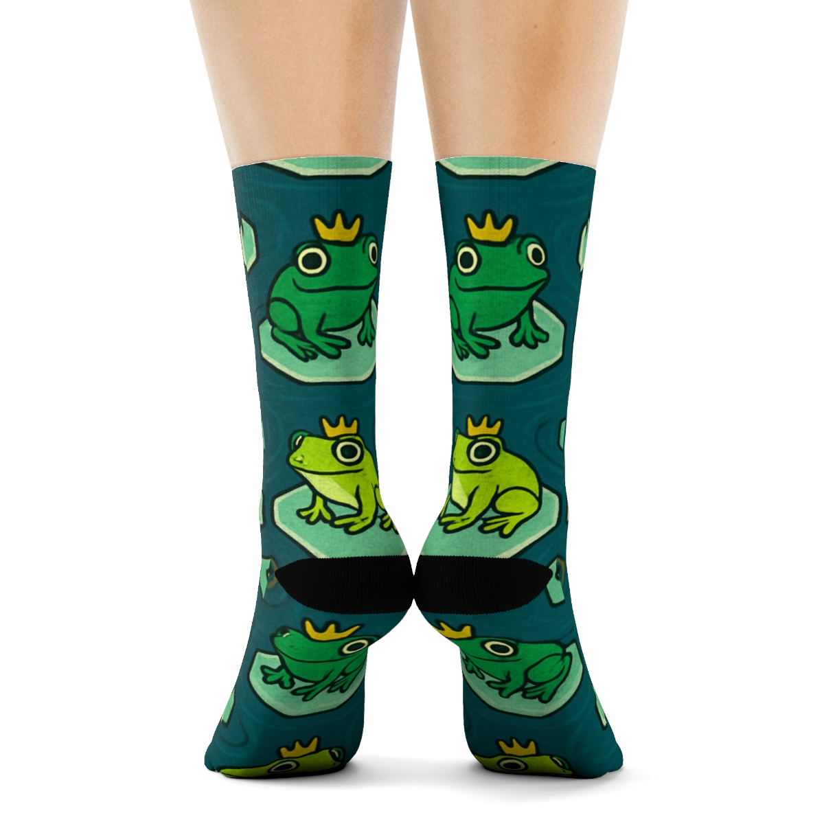 Frog Crown Lily Pad Lattice premium sports crew socks