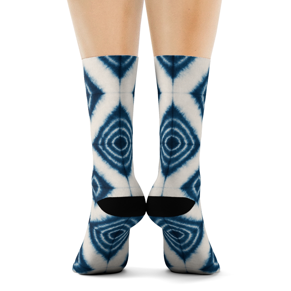Shibori Diamond Array On White Field premium sports crew socks