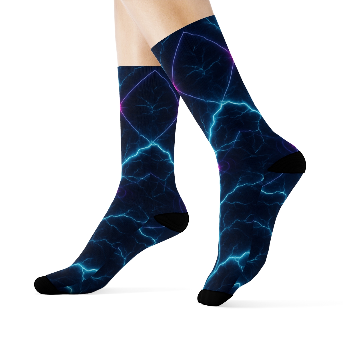 Neon Arc Lattice On Midnight Field personalized crew socks