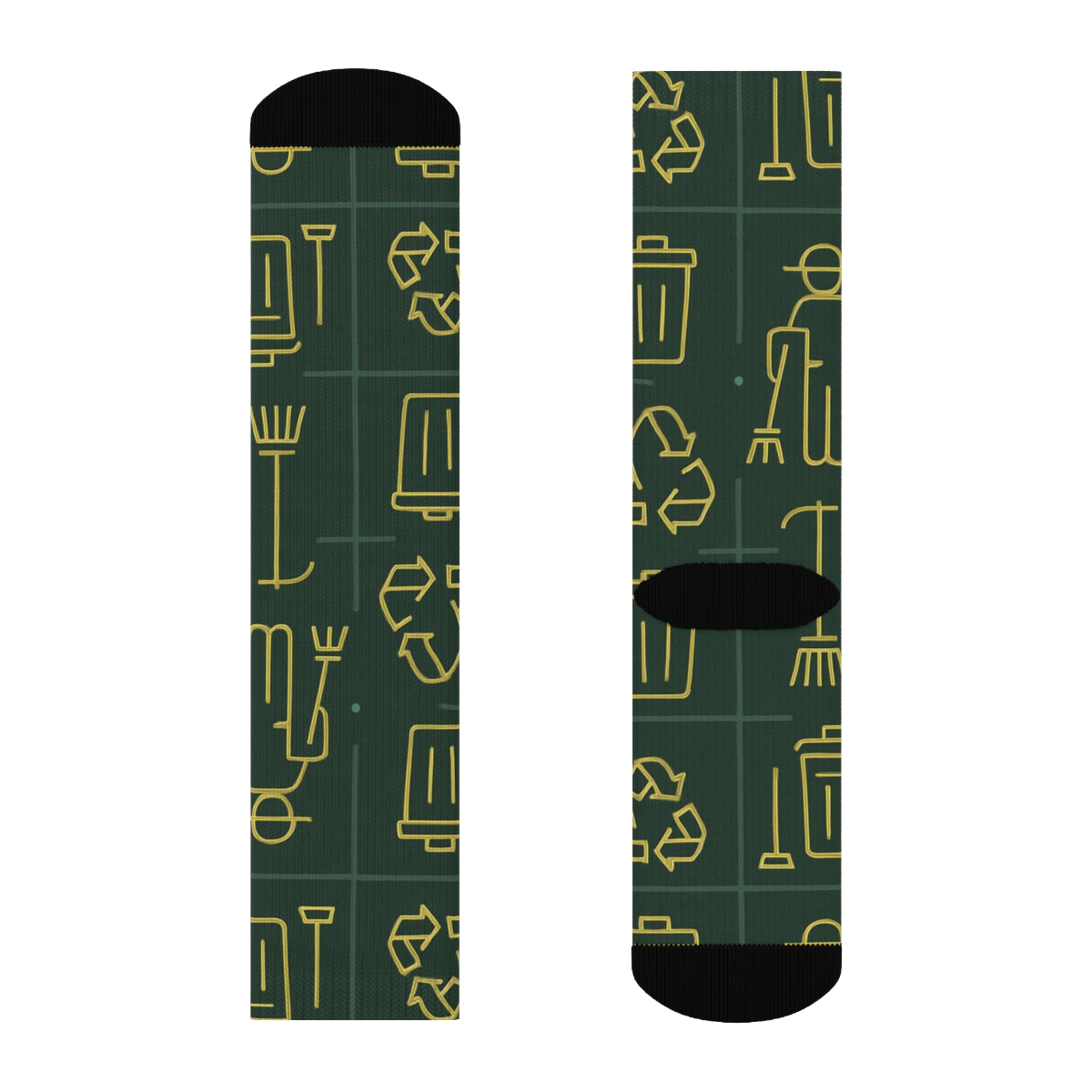 Refuse Green Street Grid With Sanitation Worker Icons comfortable cotton crew socks