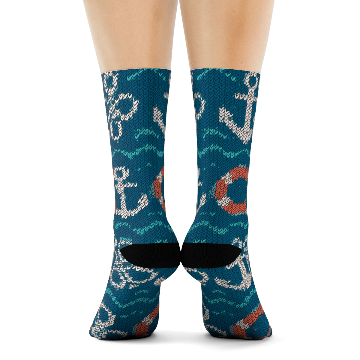 Sailor Anchor Knit Illusion Bands comfortable cotton crew socks