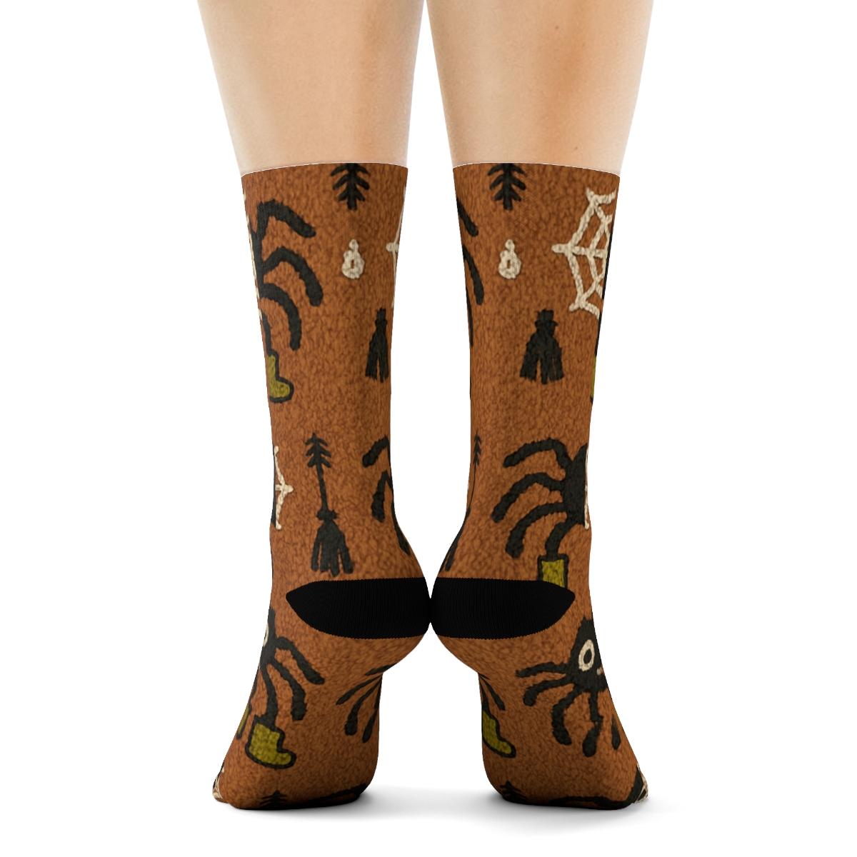 Knitted Illusion Pattern With Spider Boots Parade custom crew socks