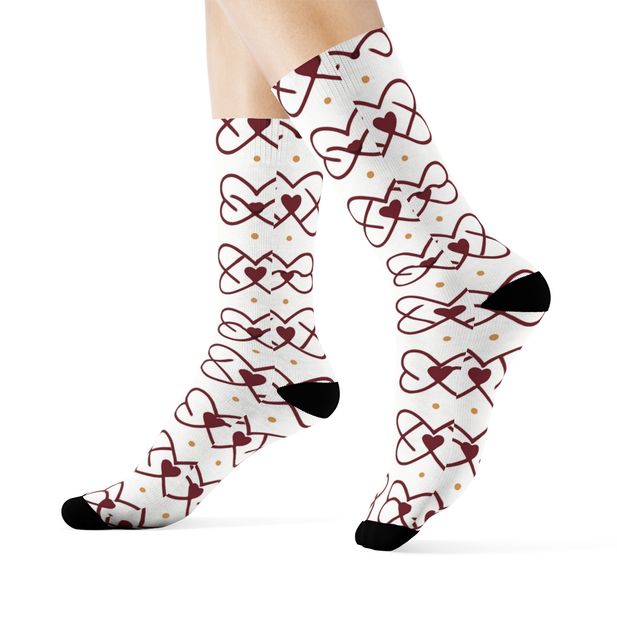Modern Minimalist Grid With Valentine’s Infinity Heart Accents stylish athletic crew socks