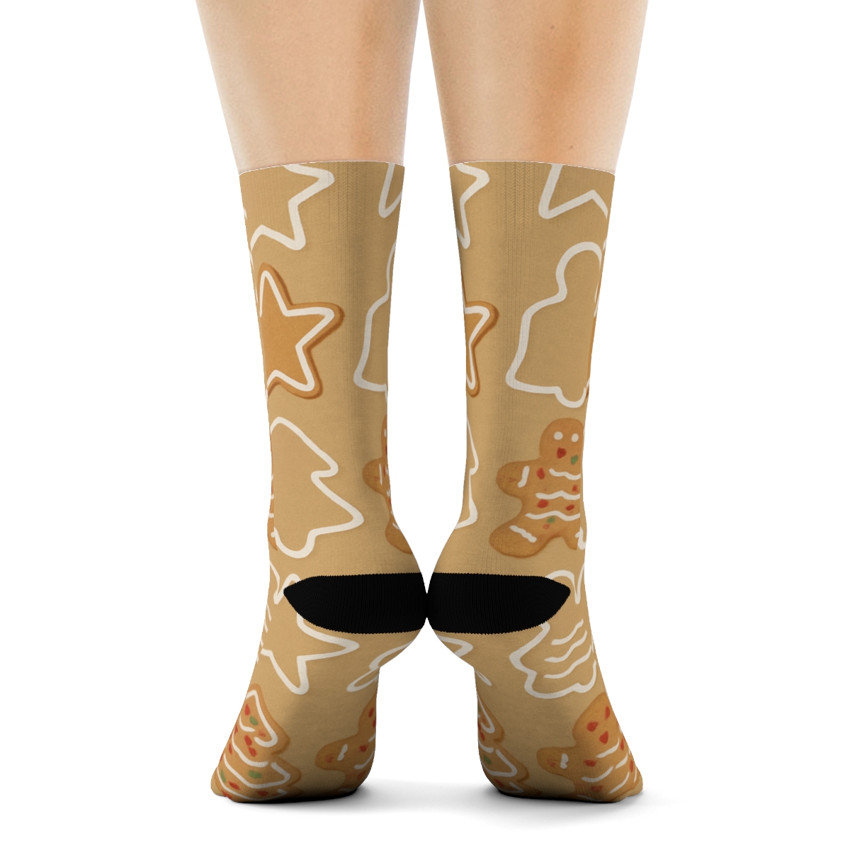 Cookie Cutter Silhouette Holiday Grid unique graphic crew socks