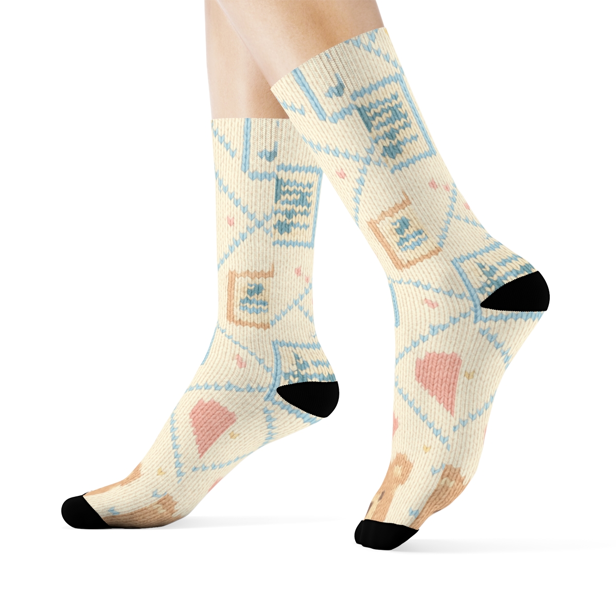 Childcare Worker Knit Illusion Lullaby Lattice personalized crew socks