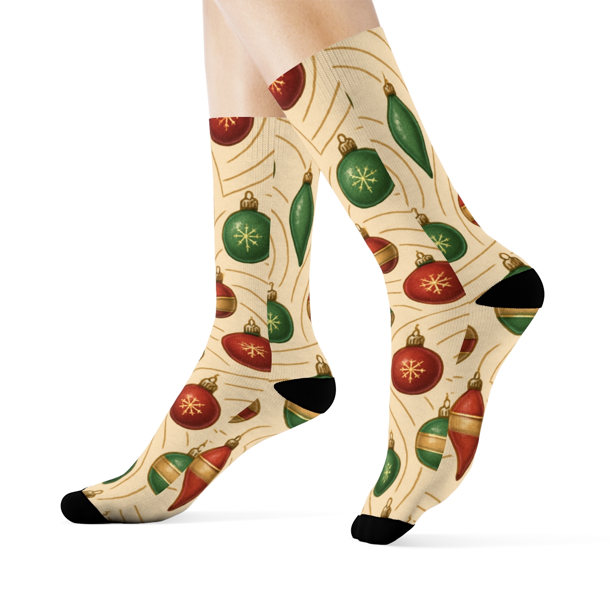 Vintage Christmas Bauble Orbit Bands personalized crew socks