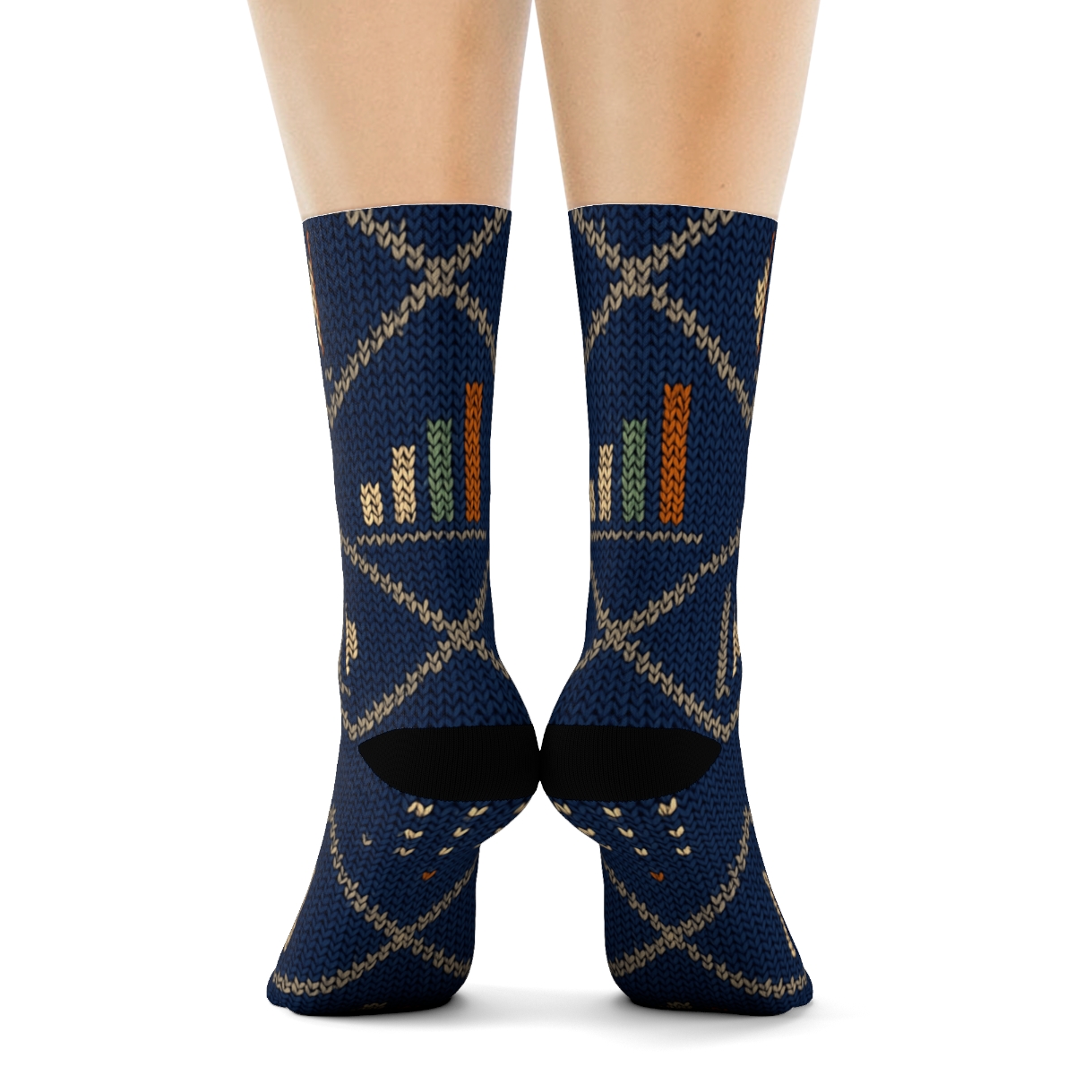 Knitted Illusion Grid Data Analyst Pattern trendy patterned crew socks