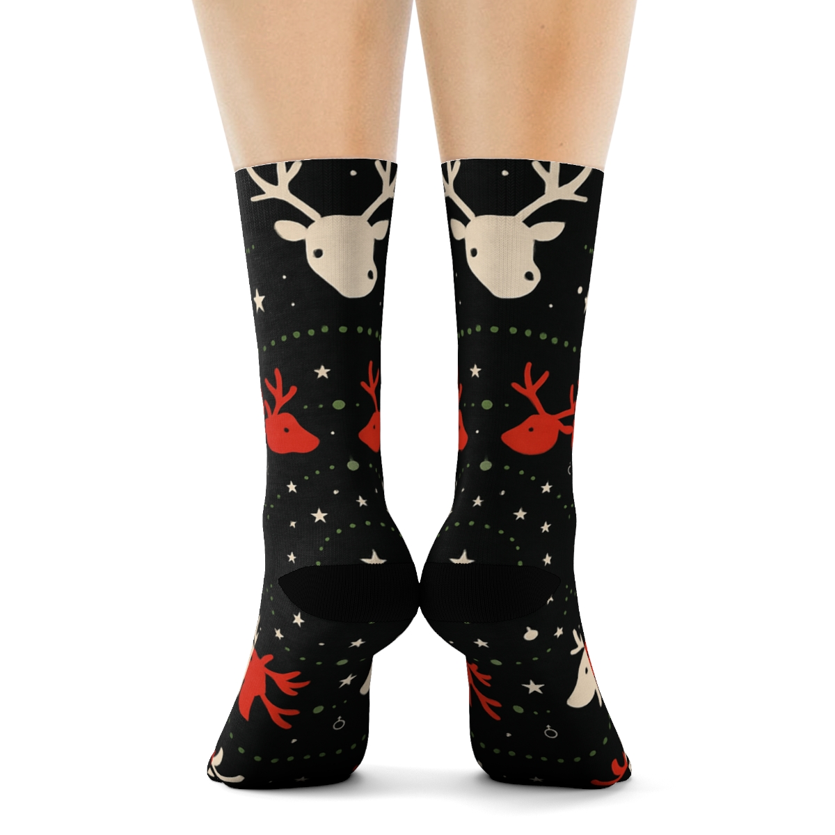 Reindeer Orbit Rings Holiday Edition soft everyday crew socks