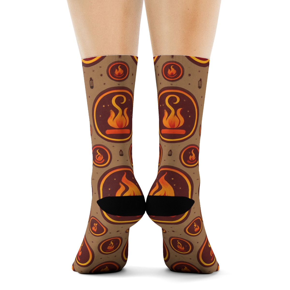 Campfire Icon Lattice trendy patterned crew socks