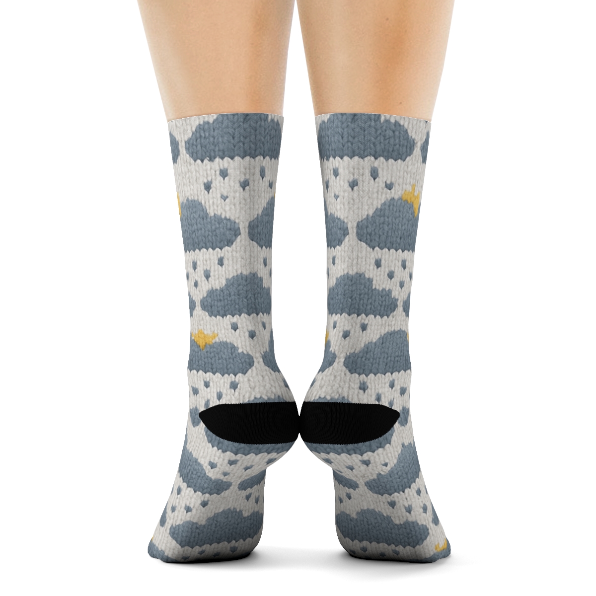 Clouds Knit Illusion Rain Drop Chevron unique graphic crew socks