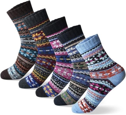 5 Pairs Of Soft Thick Wool Crew Socks