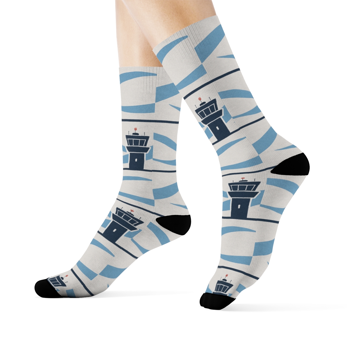 Air Traffic Tower And Jet Stream Bands custom crew socks