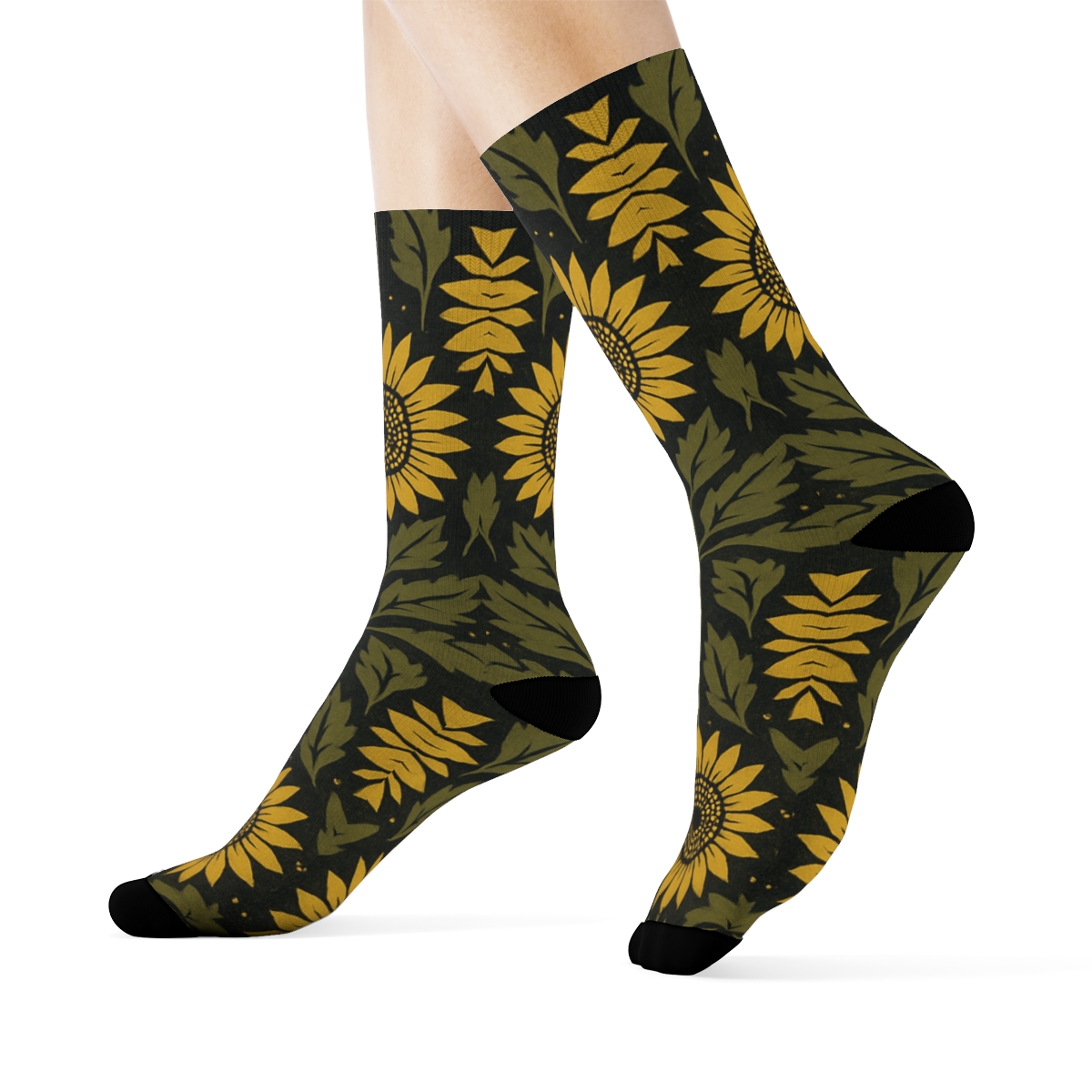 Sunflower Grid On Charcoal Background premium sports crew socks