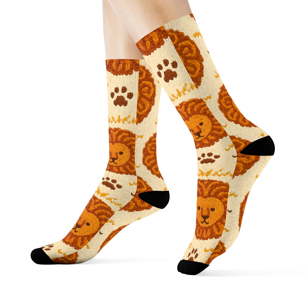 Knitted Illusion Lion Mane Lattice personalized crew socks