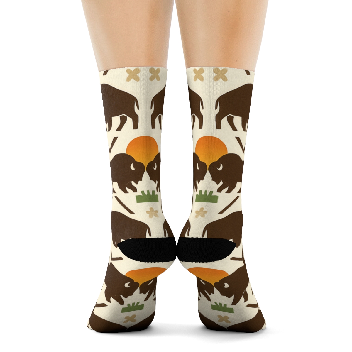 Sunset Prairie Tessellation, Bison Edition custom crew socks