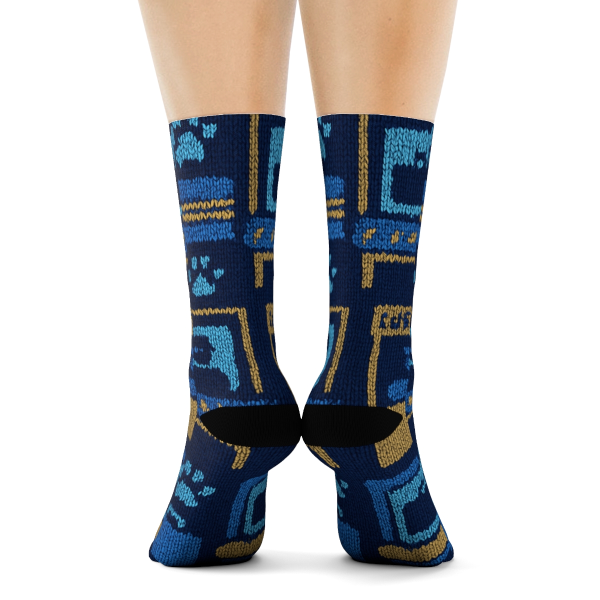 Customs Officer Knit Illusion Border Checkpoint Lattice premium sports crew socks