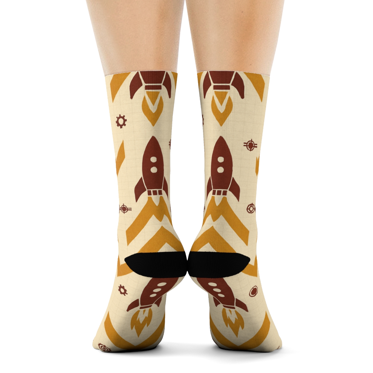 Retro Rocket Chevron Array custom crew socks