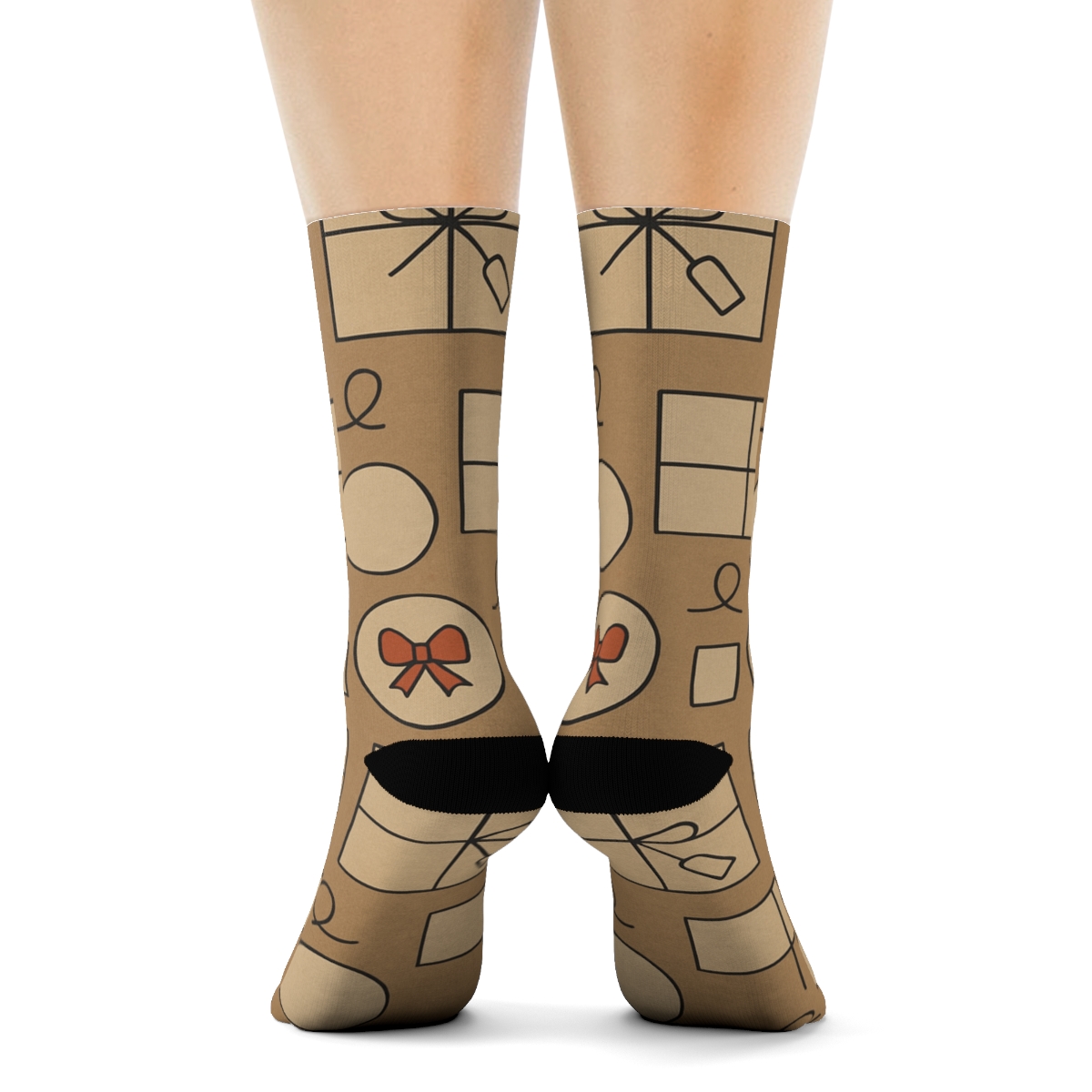 Kraft Brown Field With Presents And Twine Seals unique graphic crew socks