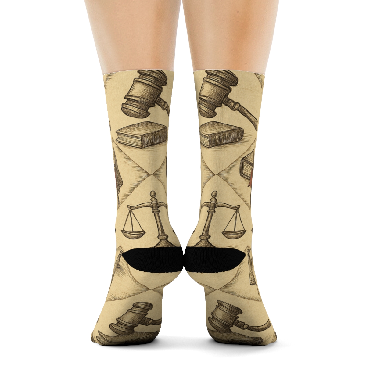 Vintage Courtroom Tiling With Judge Emblems comfortable cotton crew socks