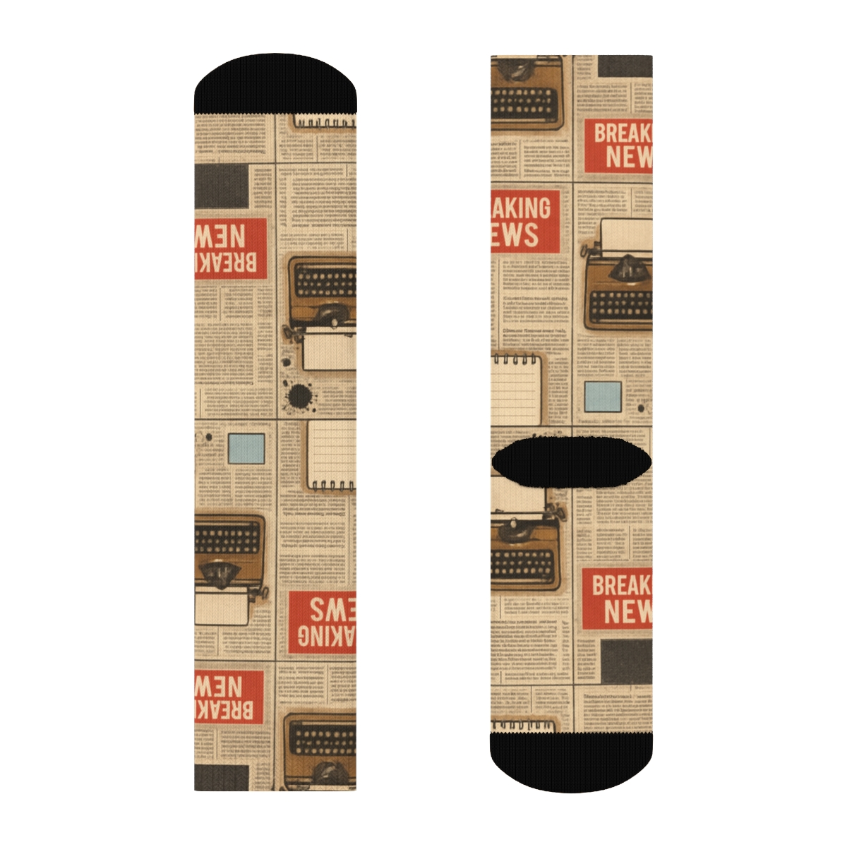 Journalist Newsprint Collage Lattice stylish athletic crew socks