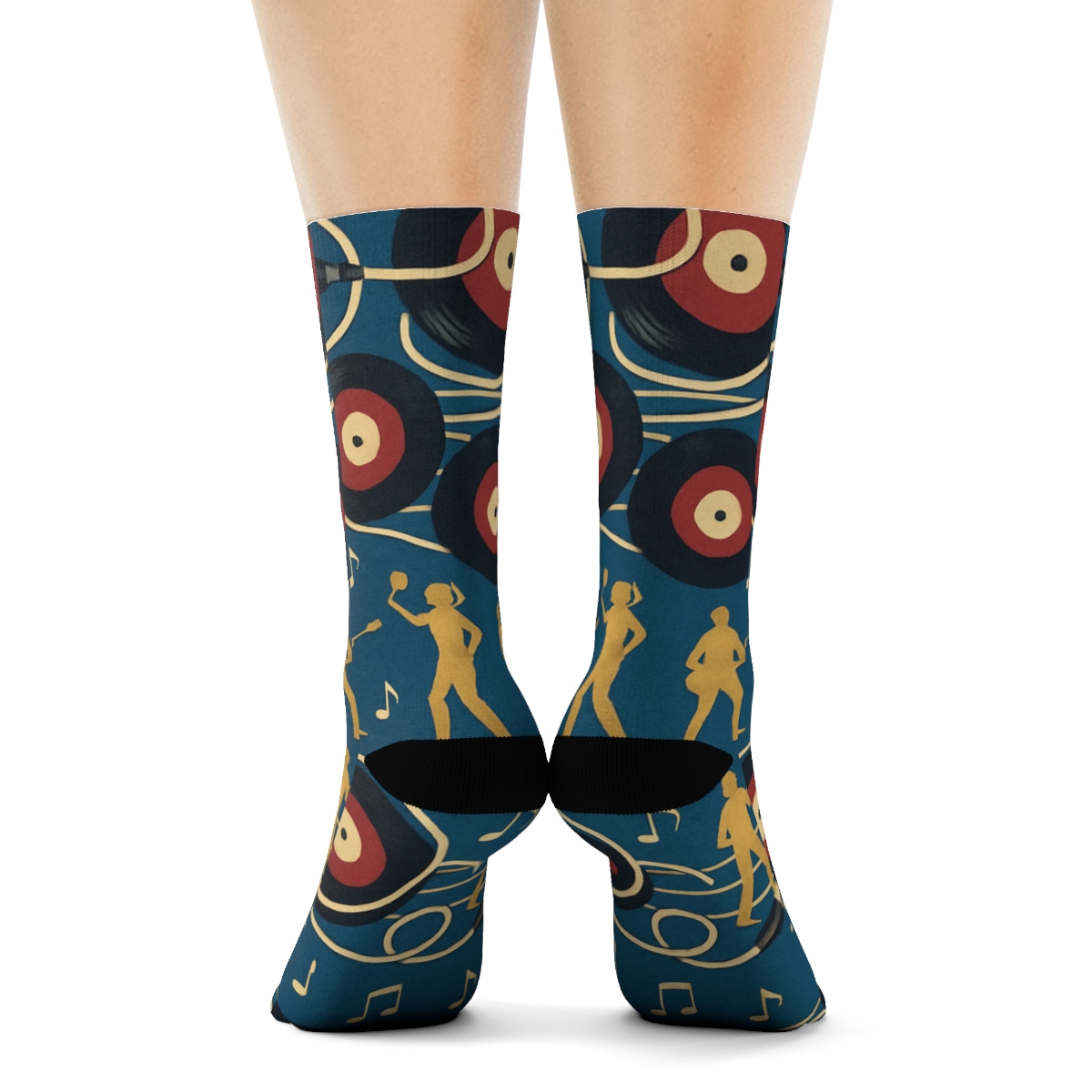 Festival Collage Musician Pattern Bands comfortable cotton crew socks