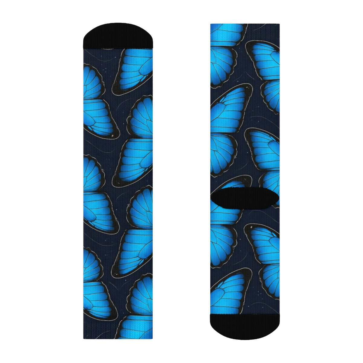 Iridescent Morpho Wing Lattice On Midnight Navy Background personalized crew socks