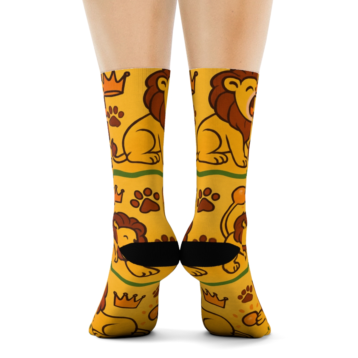 Savanna Parade With Lion In The Repeat comfortable cotton crew socks