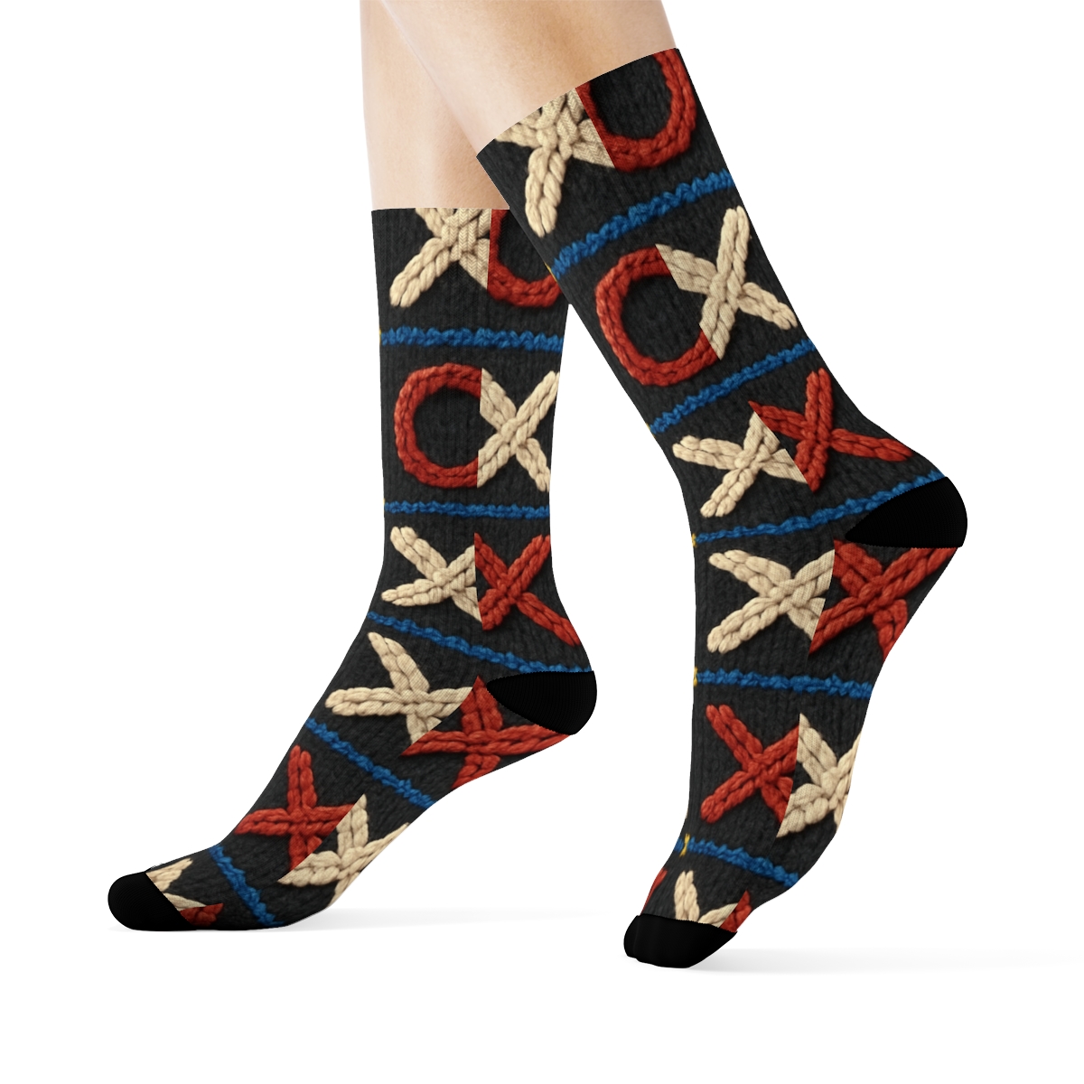 Valentines Xo Icons Knit Illusion Grid soft everyday crew socks