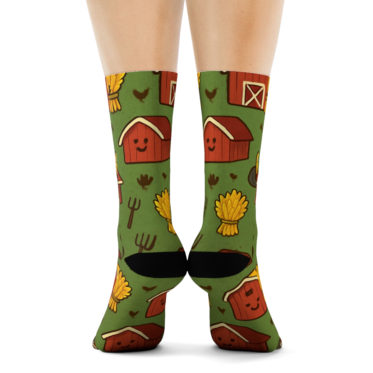Tractor Parade With Farmer Motifs designer printed crew socks